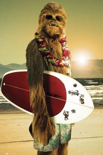 POSTER STOP ONLINE Star Wars - Movie Poster (Chewbacca with Surfboard) (Size 24" x 36") (Poster & Poster Strip Set)