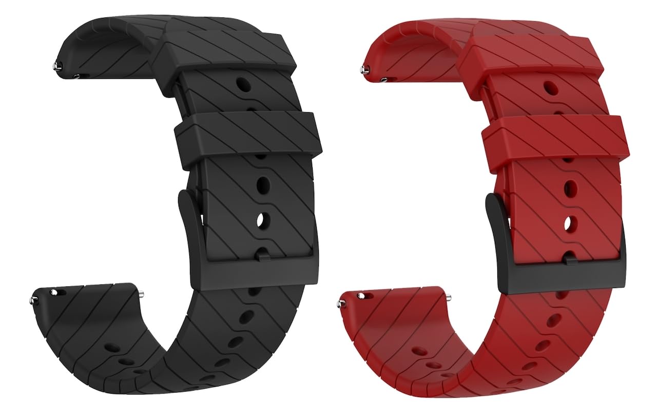 2Pack 24mm Quick release Silicone Straps compatible with For Suunto 9 Baro 7 D5 /Spartan Sport Wrist HR/Baro Replacement Smart Watch Band Bracelet Wristbands