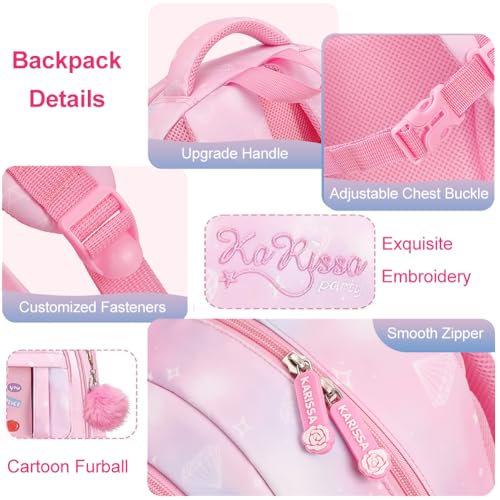Image of MATMO Backpacks for Girls, School Backpack Kids Student Bookbag Travel Daypack (Pink)