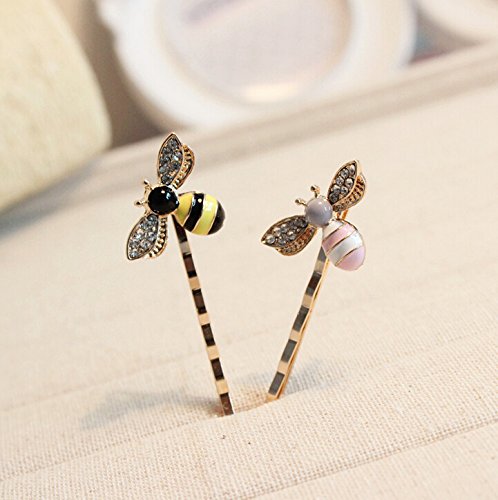 Blingy's Little Bee Style Jewelry Crystal Rhinestone Hair Clips/Bobby Pins/Hairpins/Barrette (2-piece Combo Set) with Blingy's Bag