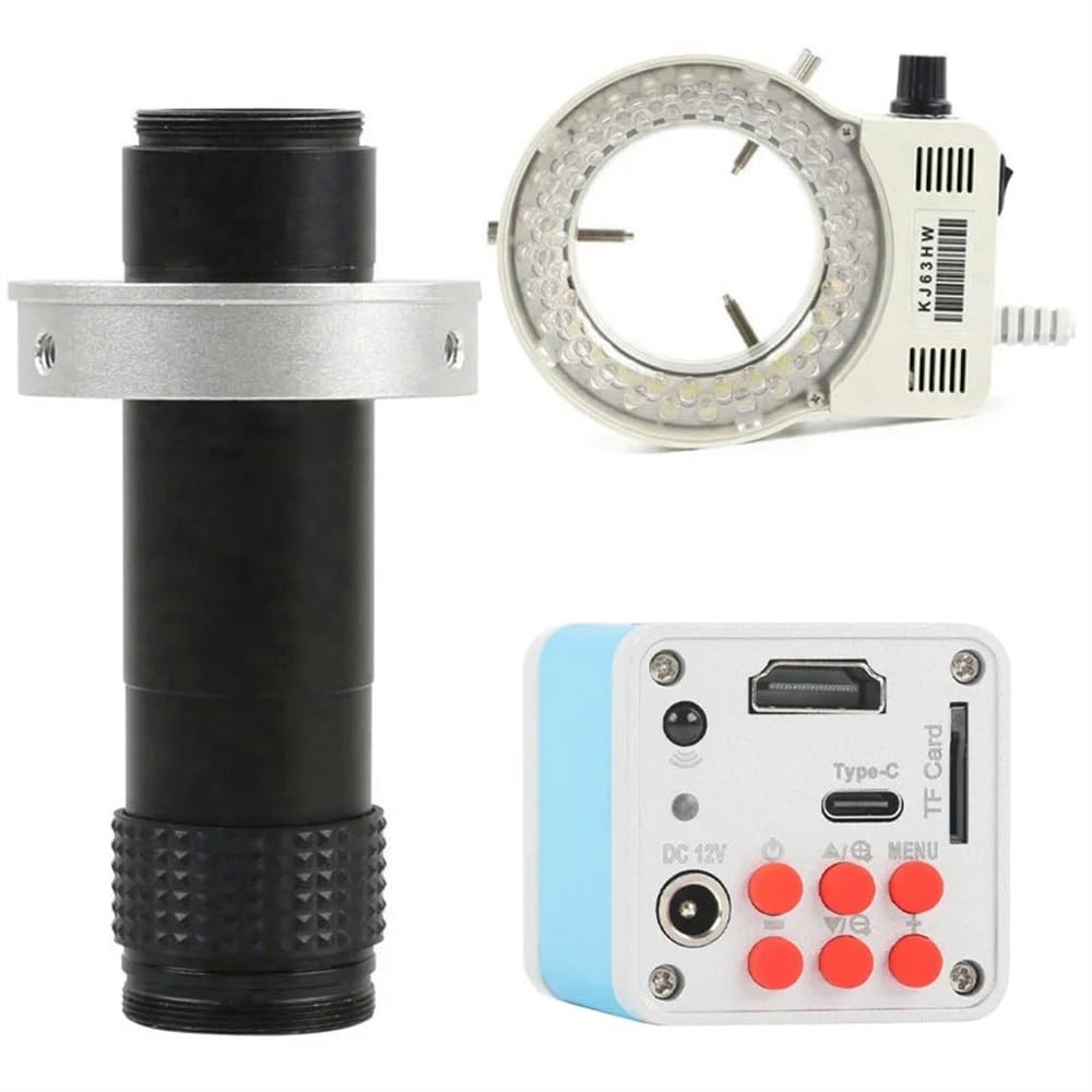 Mikroskop-Beobachtung, 10 MP, 4 K, 1080P, HDMI-Typ-C, PC, digitales Videomikroskop, C-Halterung, Kamera für Handy, PC, PCB, SMD, Tablet, Löt-Reparatur (130-fache Linse mit LED)
