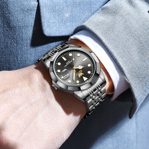 Image of OPK Watches for Men Diamond Roman Analog Mens Watches Waterproof Large Stainless Steel Men Wrist Watch Business Father Gift Watch Blue