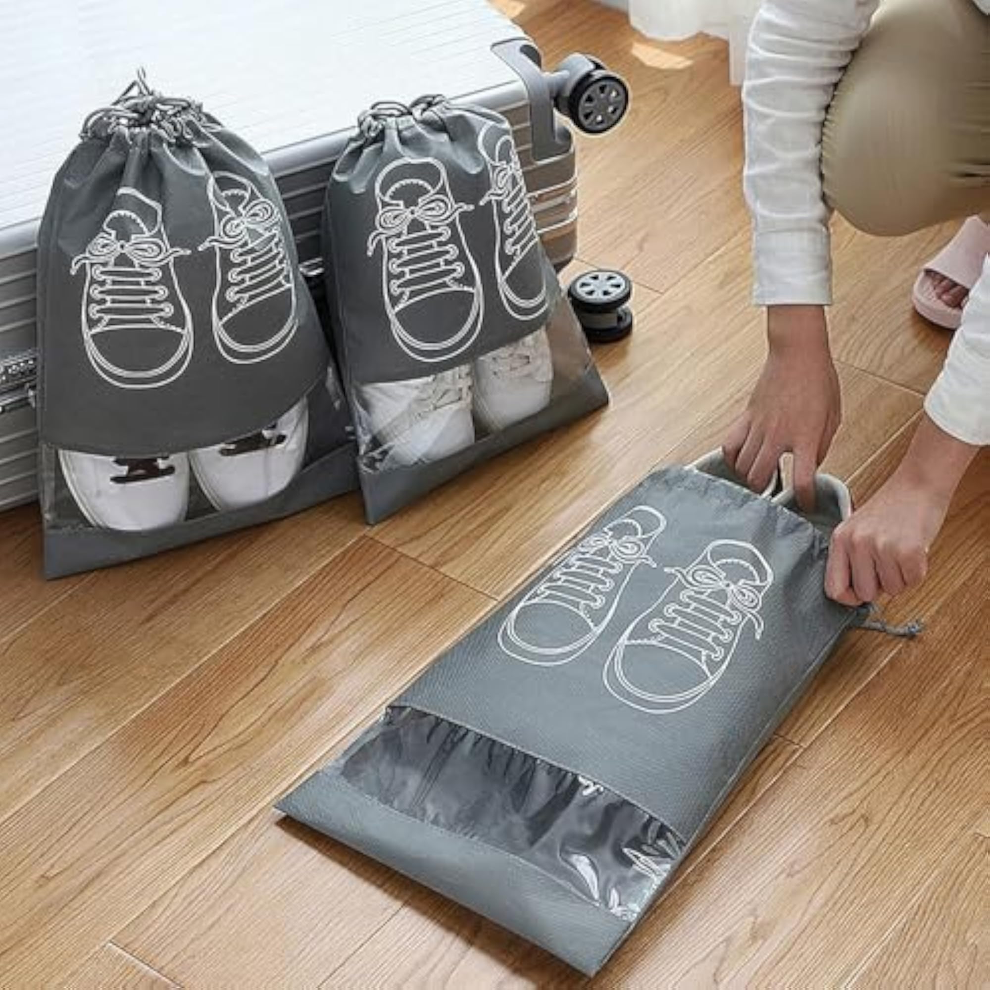 Travel Shoe Bag Non-Woven, Large Portable Waterproof (Pack of 6)