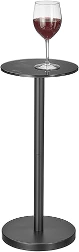 Miniatura 1 de mDesign Mesa de noche lateral o extremo superior de cristal, mueble de mesita de noche de metal redondo alto y moderno para sala de estar,