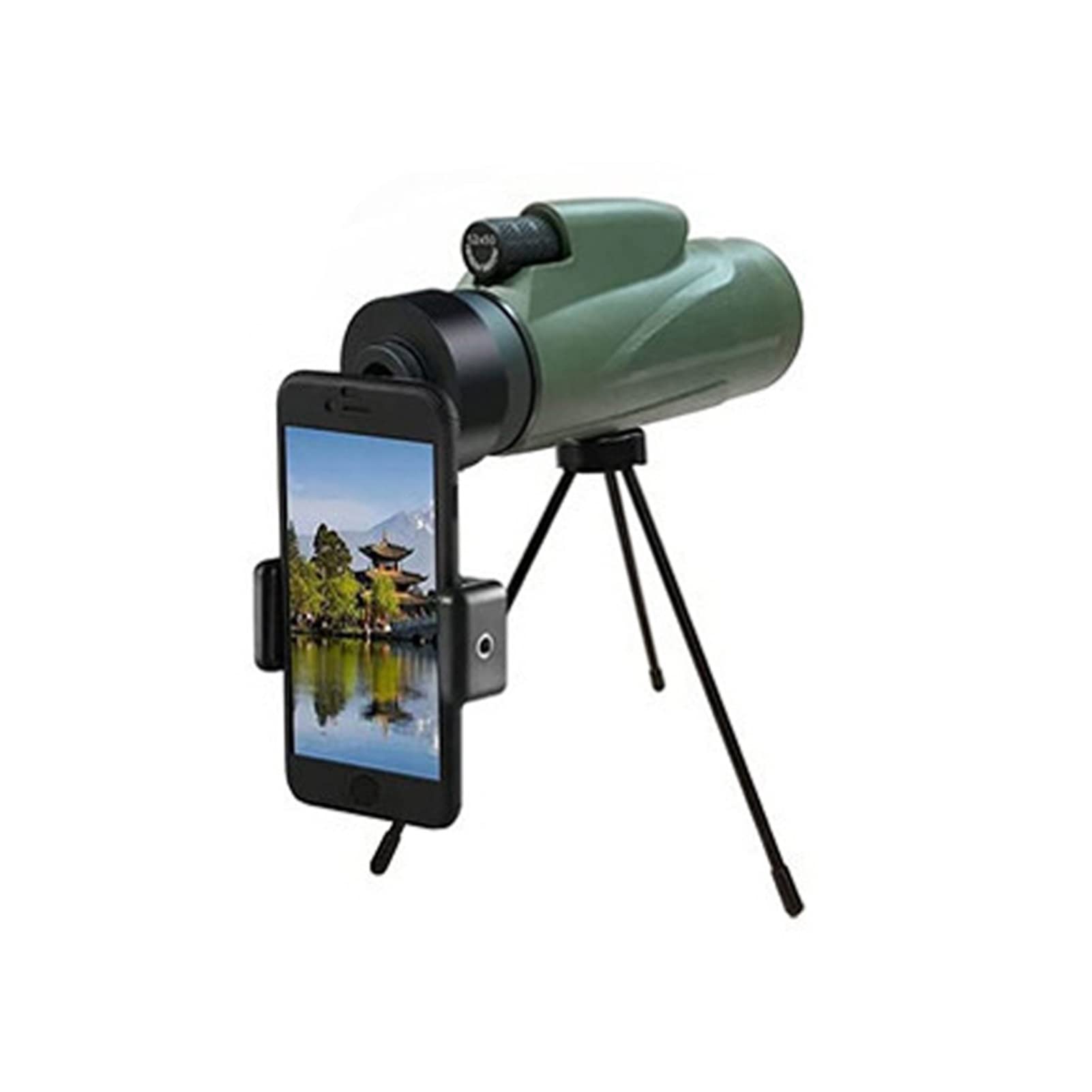 Telescopio 12X50 Monoculare Outdoor Campeggio Viaggio Caccia HDTelescopio con treppiede Supporto per Cellulare Guarda Uccelli (Color : Monocular Set)