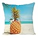 Gearsly Piña en la Playa con Gafas de Sol Funda de cojín de Lino de algodón Funda de Almohada Cuadrada estándar Decorativa para el hogar Sofá para Hombres Mujeres Funda de Almohada 18x18Inch