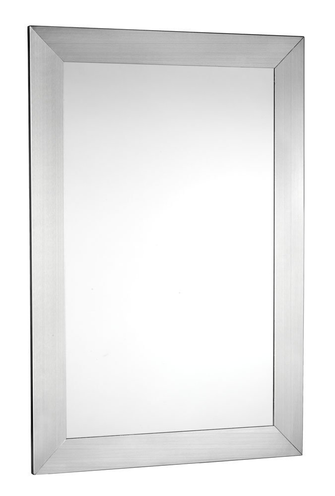 Croydex Silver Parkgate Rectangular Mirror With Brushed Stainless Steel Frame And Hang N Lock Fitting System, 920 X 610 X 19Mm,