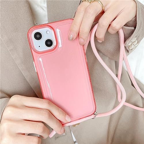 Étui cordon pour iPhone 11 transparent antichoc rose