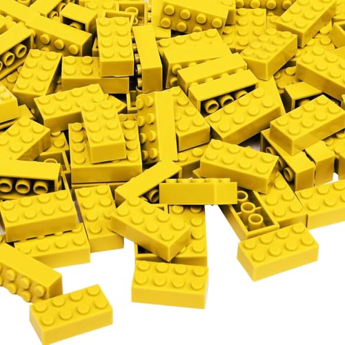 Unirolic Classic Building Bricks, 100 Piece 2x4 Building Blocks STEM Creative Building Toys Compatible with All Major Brands, MOC Building Bricks DIY Play Set for Kids(Golden)
