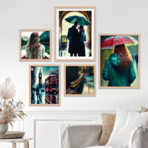 Image of kotart Paintings Modern Art Wall Decor Framed Paintings for Bedroom Room Living Room - Framed Wall Posters /Paintings with Frame - Paintings for Wall Decoration, Set of 5 - Combo18