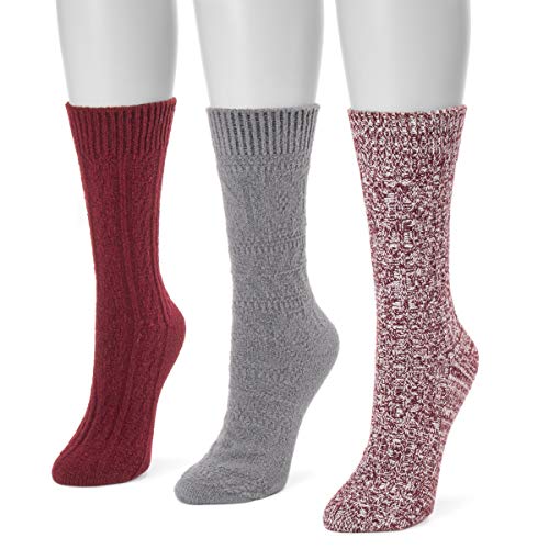 MUK LUKS Women's 3 Pair Pack Boot Socks - Red