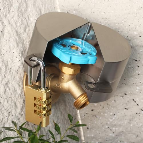 Outdoor Faucet Lock with Padlock, Metal, Silver