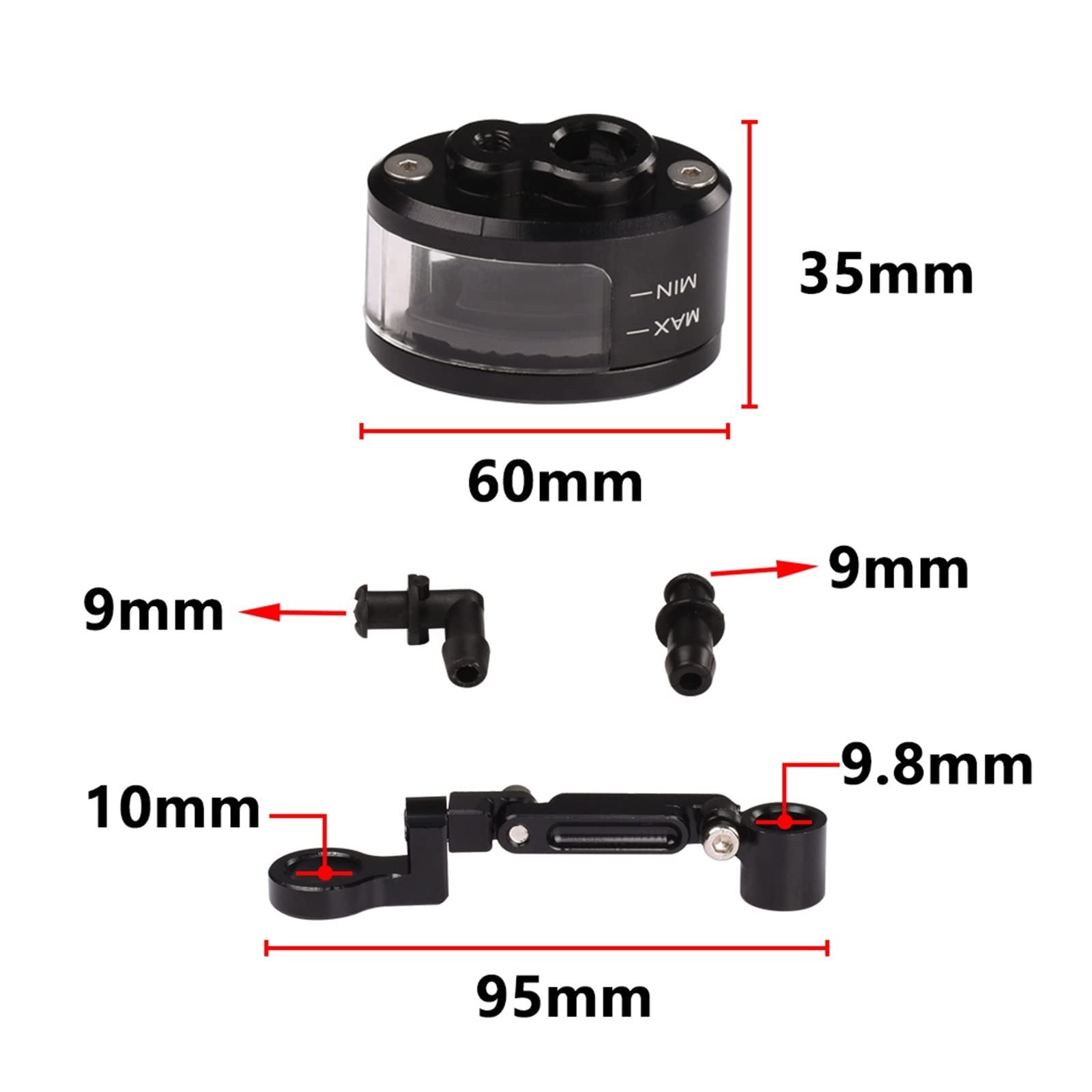Serbatoio Liquido Freno per Yamaha TDM 900 850 Mt125 Mt03 Moto Freno Frizione Serbatoio Cilindro Serbatoio Olio Tazza con Staffa Accessori (Colore : Nero)