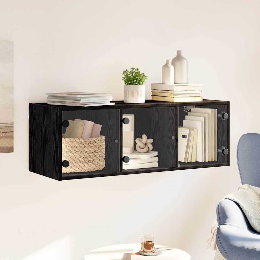 Armadietto a Muro 102 x 37 x 35 cm Legno Ingegnerizzato Rovere Nero