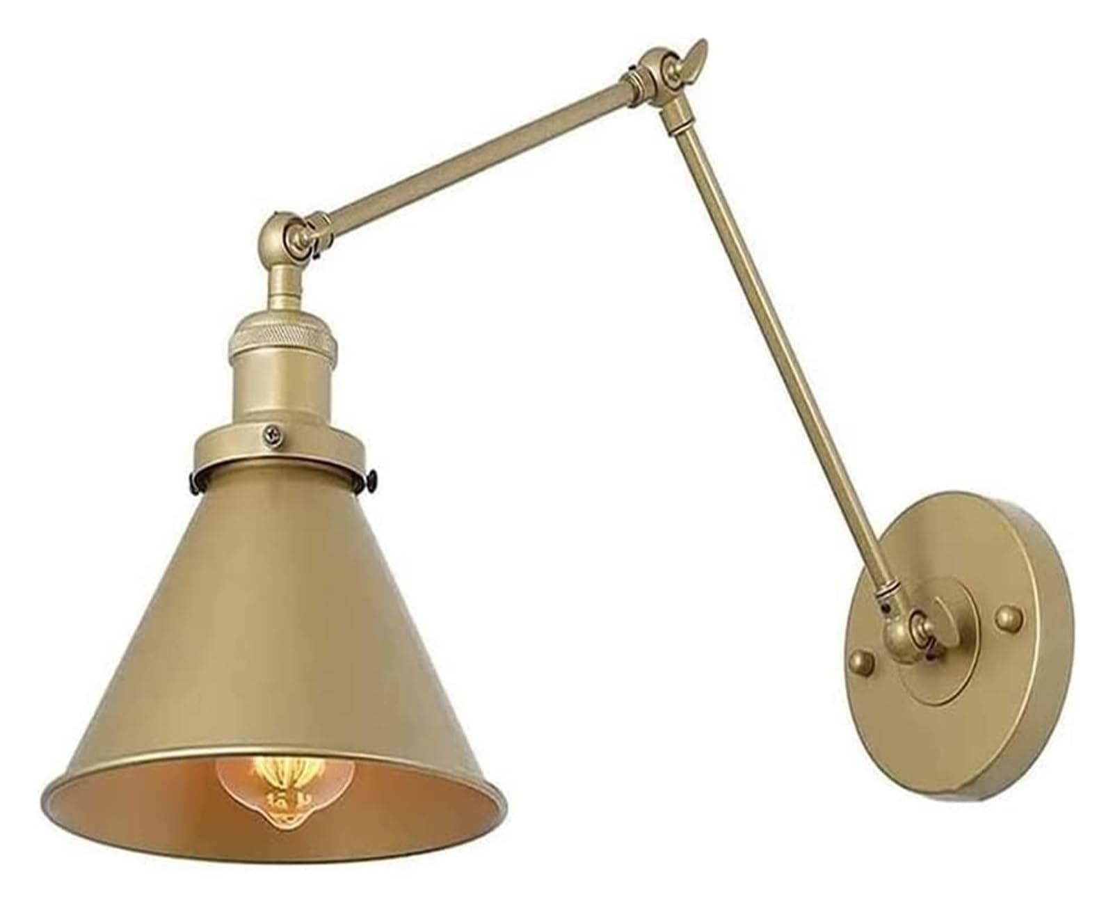 SYAXVOM Wall Lamp Adjustable Retro Industrial E27 Long Swing Arm Light Fixtures Traditional Brass Sconce Lighting Loft Mount Fixture