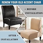 Armless Accent Chair Cover, High Stretch Slipper Chair Slipcover Spandex Jacquard Fabric for Bedroom Dining Living Room Office Non-Slip with Elastic Bottom (Beige) - Image 3