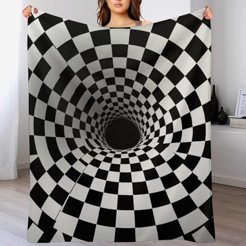 Couverture illusions visuelles flanelle pour cocooning sur canapé