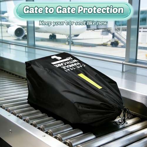 Image of Guiseapue Car Seat Travel Bag for Airplane: Car Seat Bags for Air Travel Fit All Car Seats, Infant Carriers & Booster Seats, Carseat Cover Fit Doona Graco Evenflo, Airplane Travel Essentials Flying
