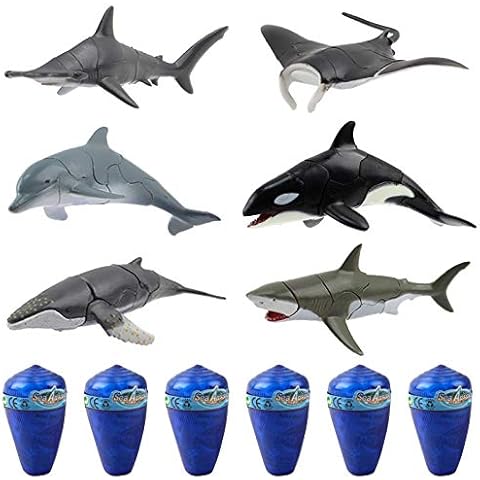 Vokodo Ocean Animal Building Toys With 6 Fish Species Including Dolphin Shark Whale Orca Manta Ray In Seashells Kids 3D Puzzle Toy Aquatic Marine Animals STEM Educational Sea Life Learning Party Games Cover