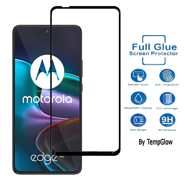 Image of Screen Protector for Motorola Moto Edge 30 5G (Black) Tempered Glass Edge-to-Edge 6D Screen Guard With Installation Kit