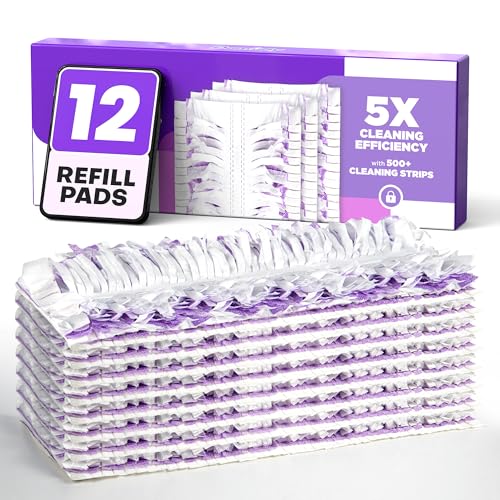 5X Cleaning Power Multi-Surface Mop Pad Refills Compatible with Swiffer Power Mop Pads for Cleaning Hardwood Tile Laminate Vinyl Floors Fragrance-Free (12 Count)