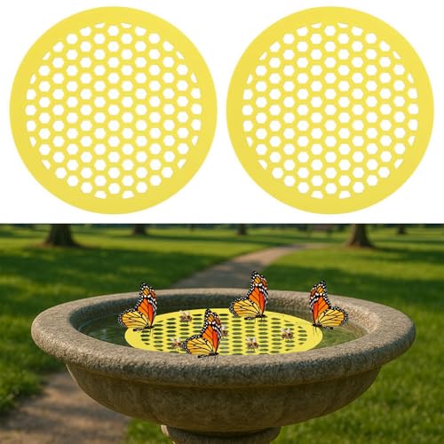 YFANITI 2 Pack Floating Bee Island Round Floating Bee Watering Station- Butterfly Bee Waterer for Feeding Bee Bath Butterfly Feeders for Outdoors