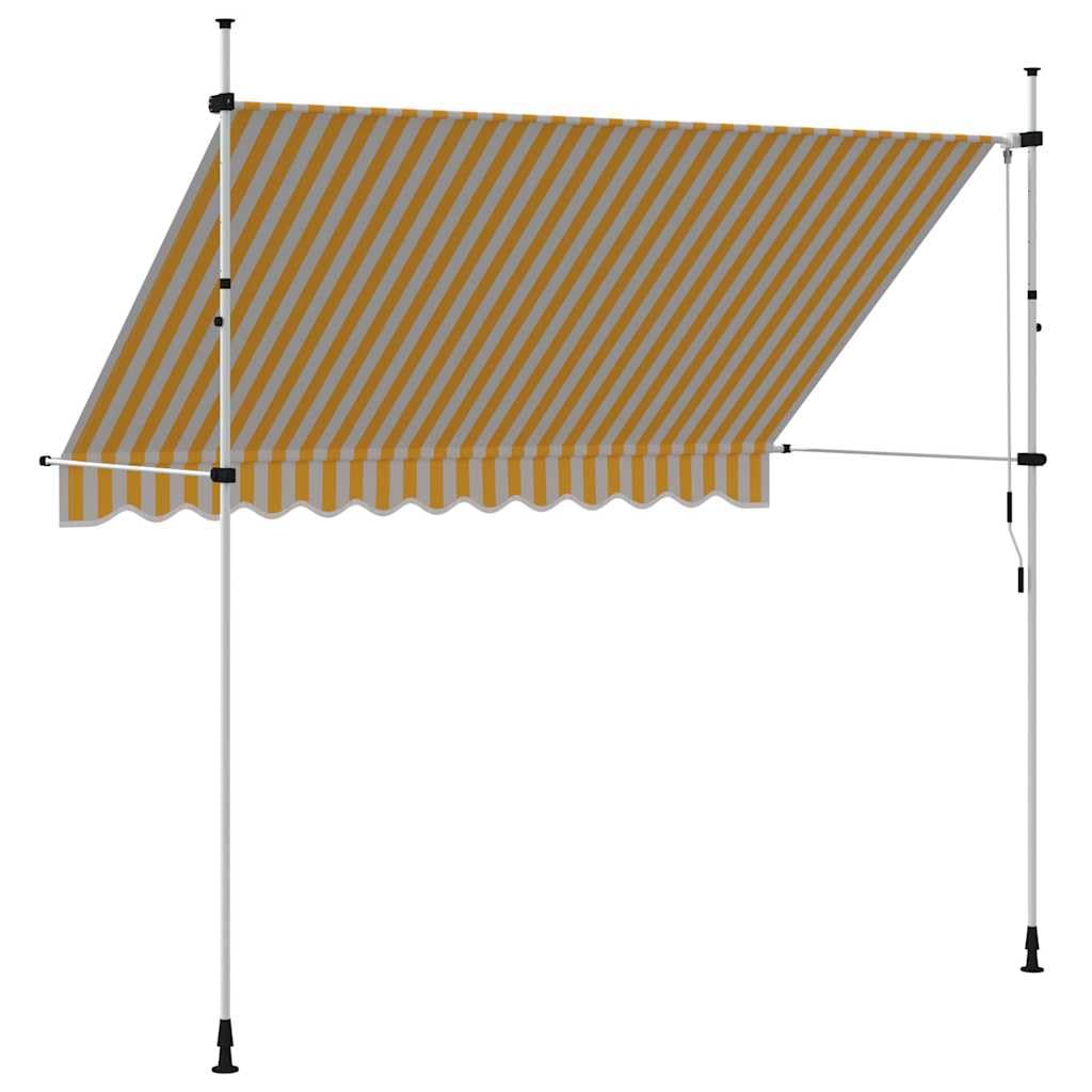 Tenda da sole retrattile, funzionamento manuale, 300 cm, arancione e bianco, a righe, in poliestere, con manovella, per balcone, giardino, terrazza, resistente alle intemperie, resistente ai