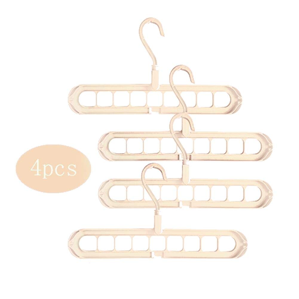 Foldable Non Slip Clothes Hangers 360 Degree Rotation Space Saving Magic Closet Organizer (Pack of 4) (Beige)