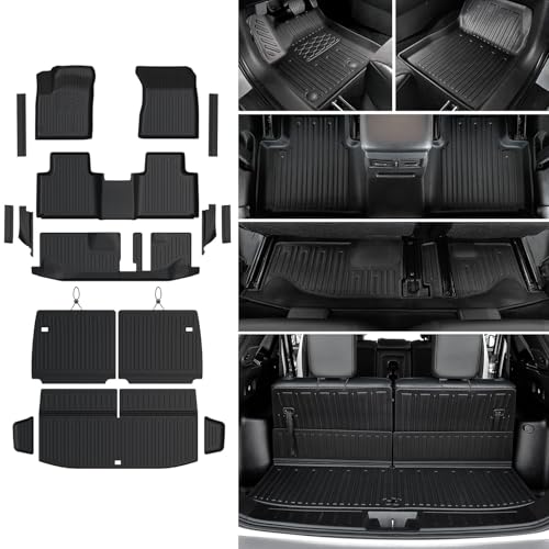 JOULARISE Floor Mats Cargo Mat Set for 2022-2025 2026 Mitsubishi Outlander (Not Fit Sport or PHEV) All Weather TPE Backrest Mat Trunk Mat Cargo Liner Accessories(Floor Mats+Backrest Mats+Cargo Mat)