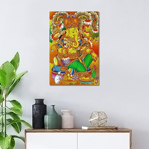 Image of Tamatina Kerala Mural Art Canvas Painting|Sri Ganesh|Art|Size-13X9 Inches.c129