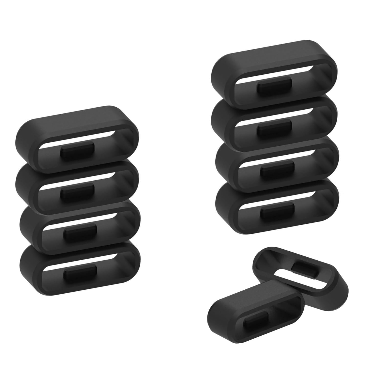 Wawasia 10 Pcs Silicone Watch Band Strap Loops, 20mm Watch Strap Holder Loop, Universal Fit Watch band Fastener Rings(Black)
