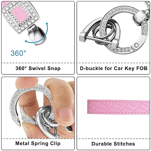 Image of OHKYOOT Leather Wristlet Keychain,Wrist Keychain Car Key Chain with 5 Key Ring and Anti-Lost D Ring