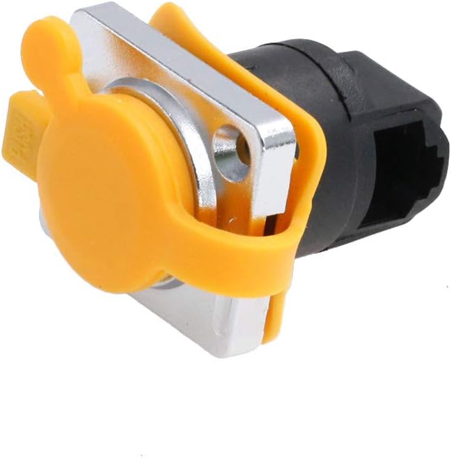 HangTon Panel Mount Waterproof RJ45 Connector Ethernet Network Cat5e Socket Feedthrough Chassis Receptacle (3pack, Yellow 90-Degree Socket)