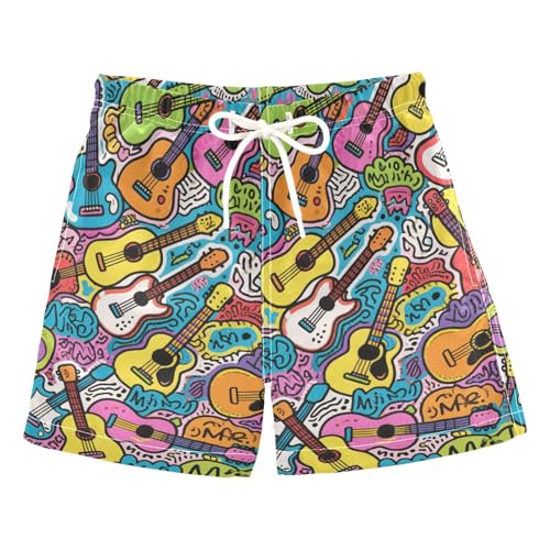 siphylline - Pantalones cortos de playa para guitarra, diseño de garabato, transpirables, de secado rápido, para parque acuático, 3-14 años, Guitarra Doodle, G