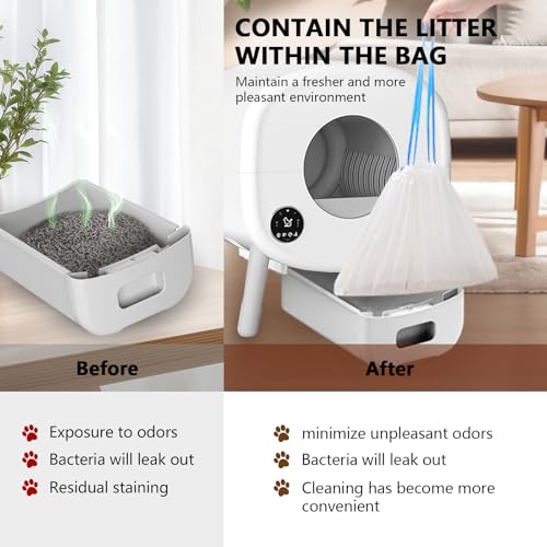 40 Count Extra Large Cat Litter Box Liners, Cat Litter Waste Receptacles Bags for ZeaCotio and Fsitego Self-Cleaning Cat Litter Box
