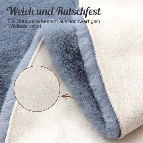 FeinKulturia Teppich Rund 60 cm, Waschbare Hochflor Kaninchenfellimitat Teppiche, Flauschig EIN Weicher Rutschfester Teppich für Wohnzimmer, Schlafzimmer und Kinderzimmer, Pet Bed Mat