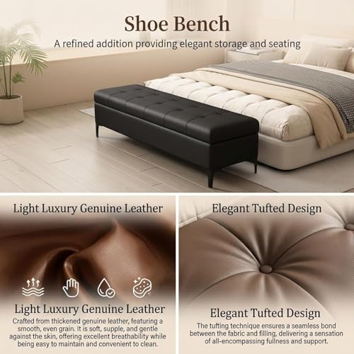 Repose-pieds ottoman rectangulaire similicuir banc de lit - 8