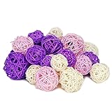 vskikris 36 Pcs Purple Decorative Balls for Bowl Centerpiece Wicker Rattan Balls Decorative Orbs Spheres Bowl Vase Fillers Home Wedding Decor