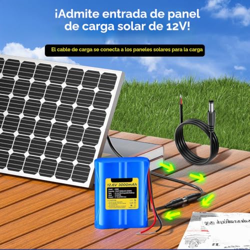 Batería de iones de litio 12.6V 3000mAh para panel solar y cámaras CCTV 2