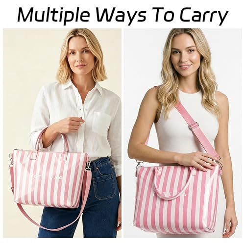 Image of GISMTR Large PVC Tote Bag for Women Letters Print Handbags Kraft Paper Shoulder Bag for Work Travel