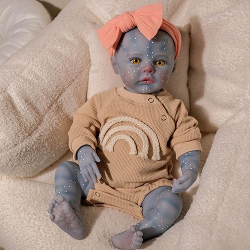 ROSHUAN Reborn Baby Dolls Avatar - bonecas de silicone de corpo inteiro de 19 polegadas, realistas, recém-nascido, avatar, bebé, menina, corpo macio, esponjoso, realista, bonecas de aparência real,