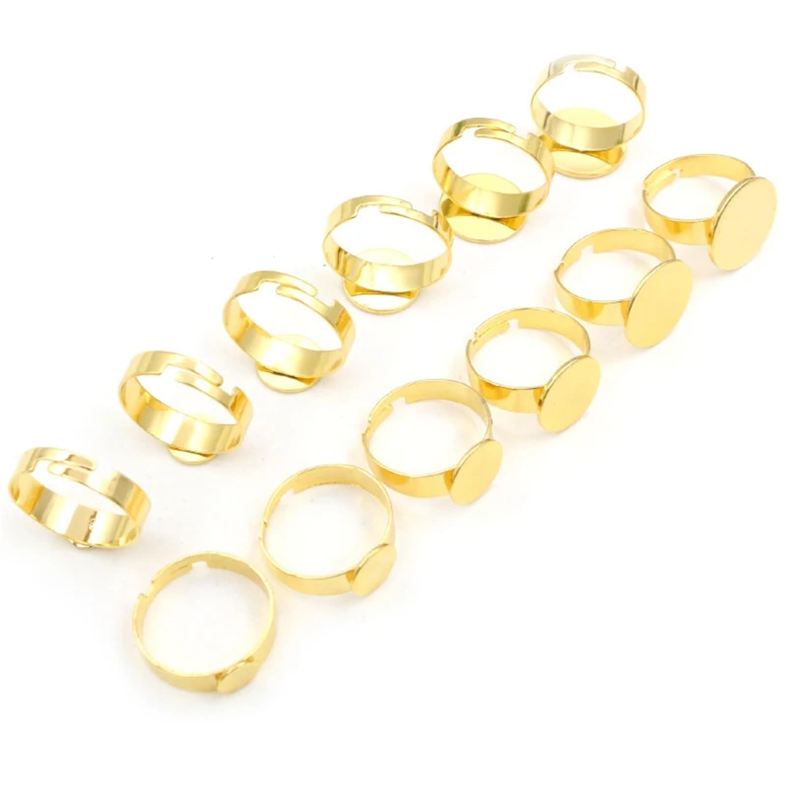 Montures pour bagues Vierges, Anneaux Vierges 50pcs 6-15mm Anneau réglable Multicolore en Acier Inoxydable for Cabine 8-15mm(Stainless Steel Gold,12mm)