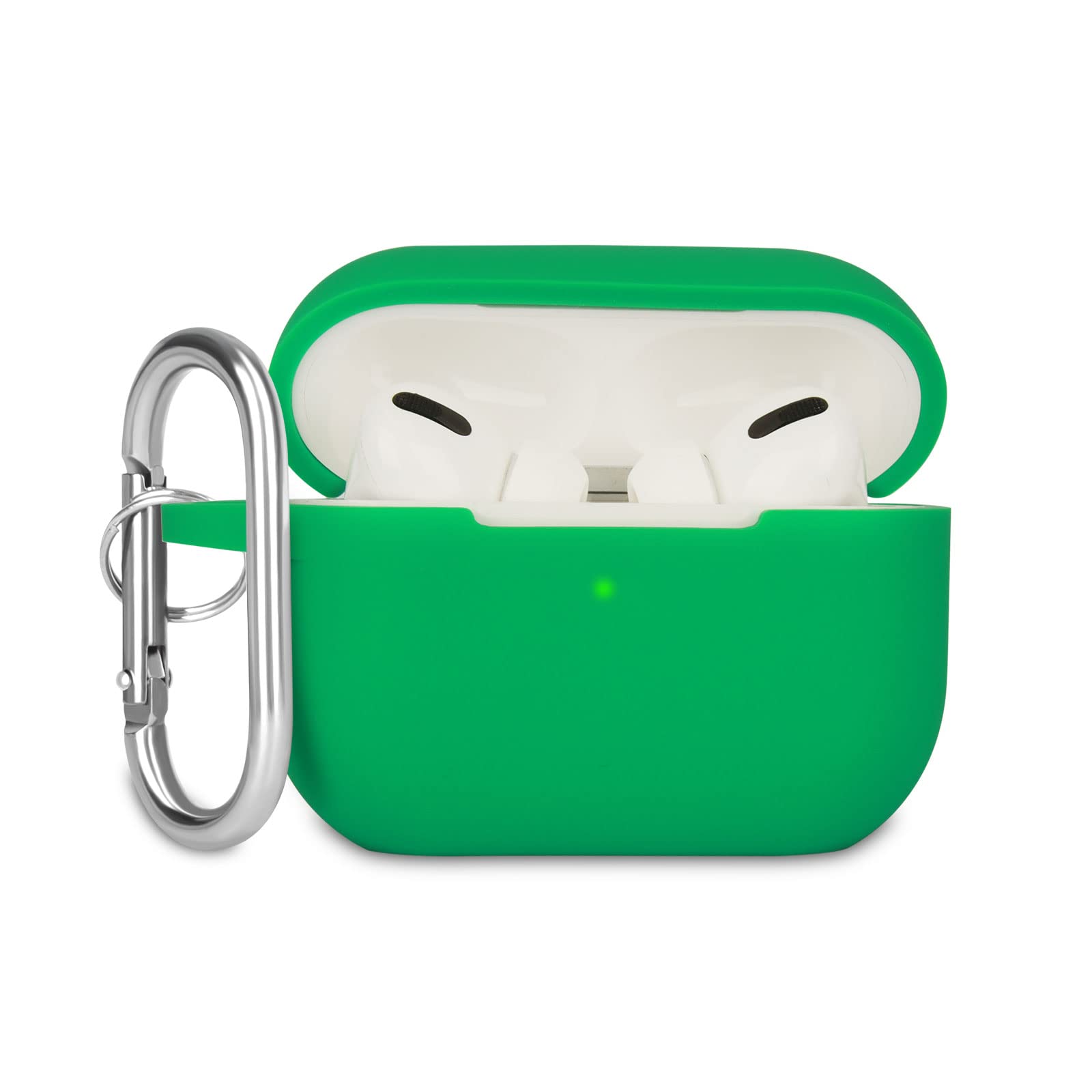 Case Cover Compatible with Airpods Pro, Soft Silicone Skin Case Cover Shock-Absorbing Protective Case for Airpods Pro 2019 with Carabiner, Front LED Visible, Black — view 23