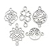 WOCRAFT 100pcs Craft Supplies Antique Silver Clover Flower Tree of Life Connector Charms for Jewelry Making Crafting Findings Accessory for DIY Necklace Bracelet M298