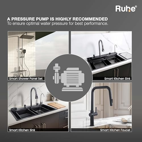 Image of Ruhe Arrow Triple Flow Pull-out Kitchen Mixer Faucet - Matte Black | Sprayer Faucet | Single Lever Tap | 360 Swivel | Hot & Cold Water | Table Mounted Kitchen Sink Tap