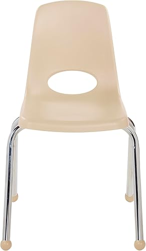 Miniatura 9 de FDP 11559-SD - Silla escolar apilable de 16 pulgadas, asiento apilable para estudiantes con patas de acero cromado y deslizadores de bolas para