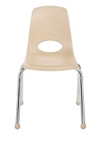 Vista 9 de FDP 11559-SD - Silla escolar apilable de 16 pulgadas, asiento apilable para estudiantes con patas de acero cromado y deslizadores de bolas