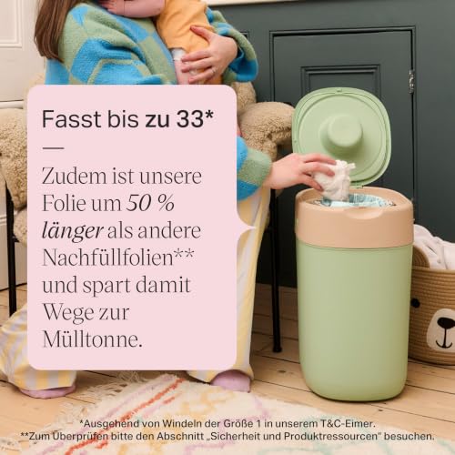 Tommee Tippee Twist & Click Windeleimer, 1x 10,5-m-Nachfüllkassette, Cremeweiß – Ansicht 5