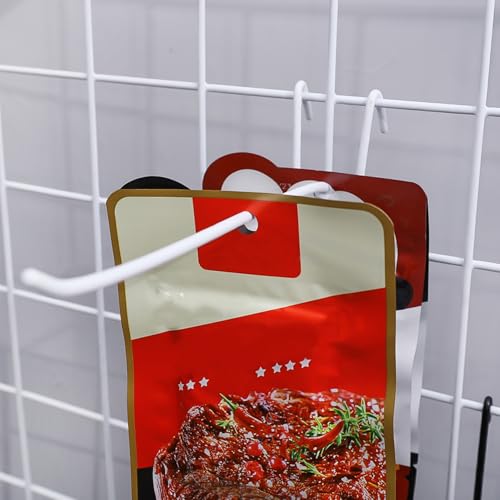 Wall-Mounted Key Hangers Supermarket Mesh Panel Hooks Multi-Purpose Display Racking Home Organization,White,Short