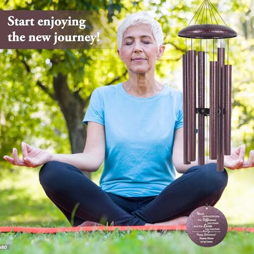 Image of ASTARIN Custom Retirement Wind Chimes for Women Man, Happy Retirement Gift 36 inch Wind Chime for Teacher Coworkers Boss, Personalized Tree of Life Deep Tone Windchime Retiree Gift Ideas